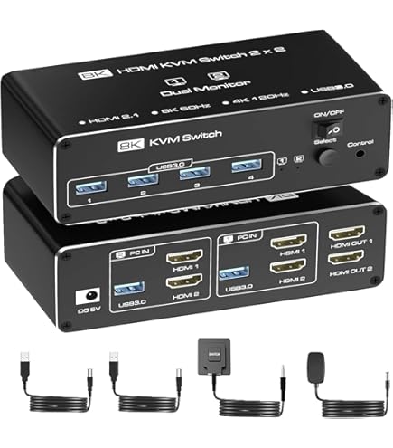 Amazon.co.jp: 【2PC 切替 2モニター 同時出力】HDMI KVM 切替器
